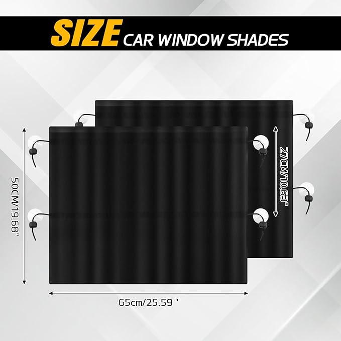 Hovom 2PCS Car Window Shades, Auto Side Window Curtain for Privacy Heat UV Protection, Window Cover Keeps Your Vehicle Cool, Universal Car Sun Shade for Baby Sleeping Travel Camping