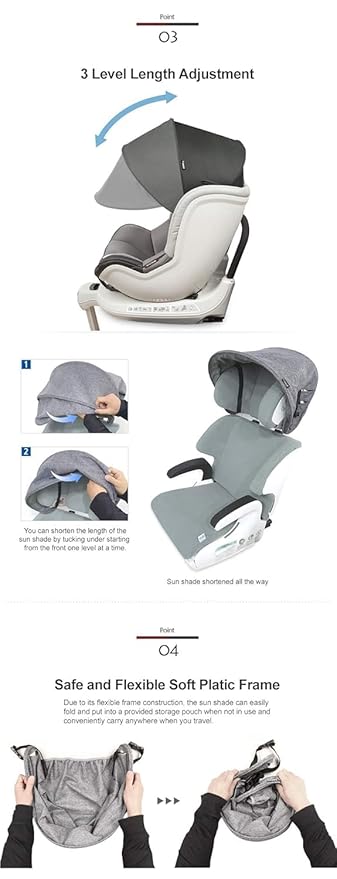 Manito Sun Shade Extender/Auxiliary Canopy for Car Seat (Beige)