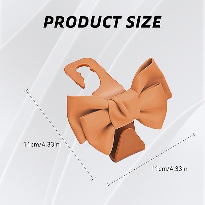 2 PCS Car Seat Headrest Hooks, Cute Bow Shaped Vehicle Backseat Storage Hooks, Leather Bow Shaped Sturdy Car Seat Back Hook for Purses/Coats (Brown)