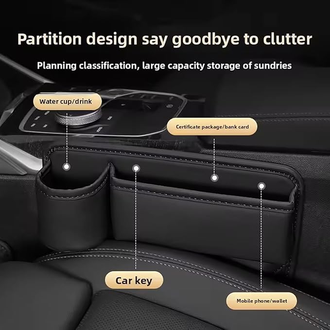 Car Seat Gap Filler Organizer for Kia EV9 2023-2025, Multifunctional Leather Seat Gap Storage Box for Phone,Keys,Sunglasses