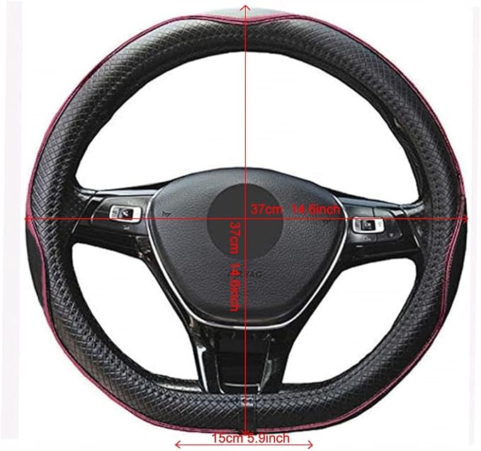 Mayco Bell Flat Bottom Steering Wheel Cover Anti-Slip,Safety,Soft,Breathable,Durable,Full Surround,Comfortable Grip Microfiber Leather (D Shape, Black Pink)