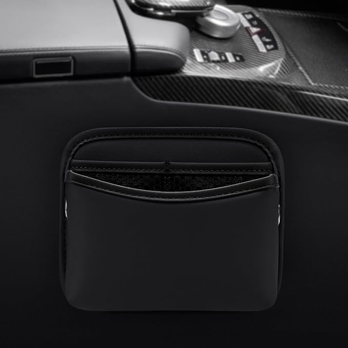 Accmor Car Seat Side Pocket Organizer, PU Leather Pouch Bag for Car Seat, Door, Window, Console, Registration Wallet Cards Trash Phone Sunglasses Holder Pocket for Auto