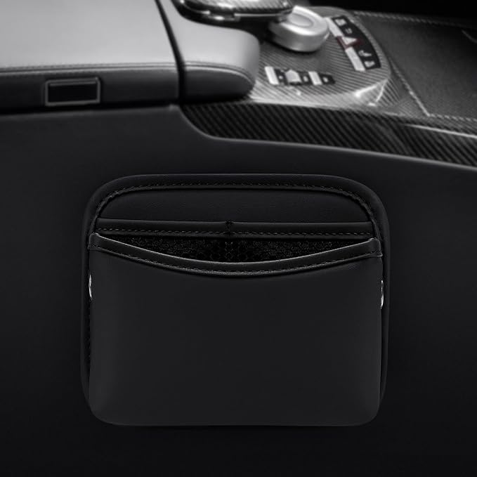Accmor Car Seat Side Pocket Organizer, PU Leather Pouch Bag for Car Seat, Door, Window, Console, Registration Wallet Cards Trash Phone Sunglasses Holder Pocket for Auto