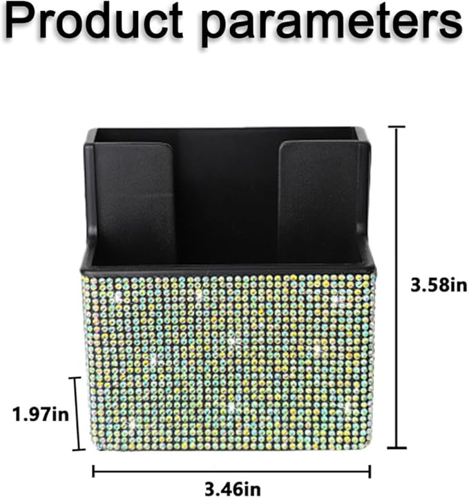 Bling Car Seat Side Organizer, Crystal Rhinestone Vehicle Storage Bag Holder for Pen Phone Document, Diamond Sparkling Automotive Organization Box Accessories, Universal Fit (Multicolor)