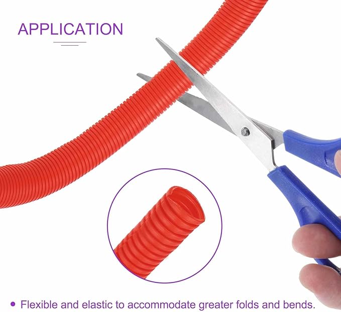 DMiotech 50ft Wire Loom Split Tubing 3/4 Inch(19.1mm) ID, Cord Protectors from Pet Flexible Conduit Cable Management for Office Home Garden, Red