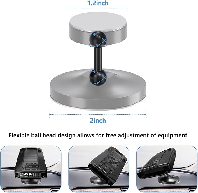 Radar Detector Mount,Upgrade Magnetism Aluminium Dashboard Mount,for Cobra,Escort,UnidenR3 R4 R7 R8, Valentine V1 Gen2 etc All Radar Detector,Shockproof Stable and Adjustable