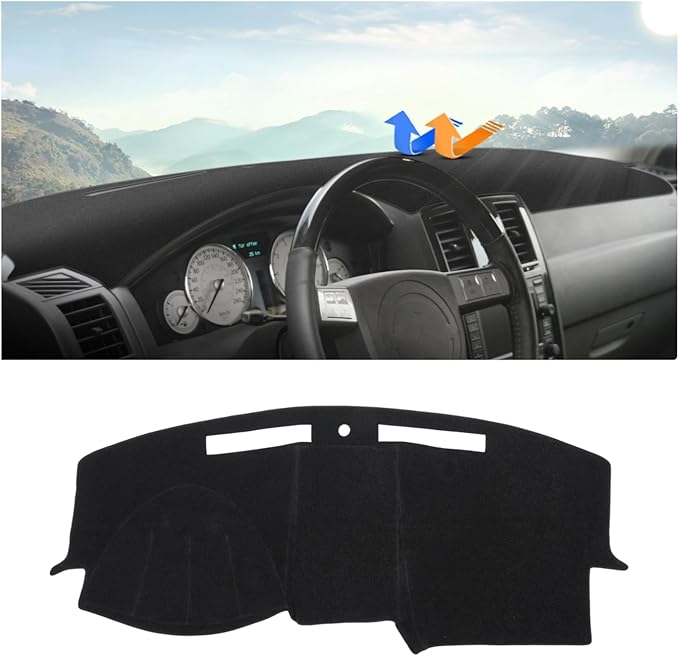 Autorder Dashboard Cover Mat for Chrysler 300 300C 2005-2010 Accessories Dash Cover Upgrade Flannel Dash Mat Sunshade Glare UV Rays Protector