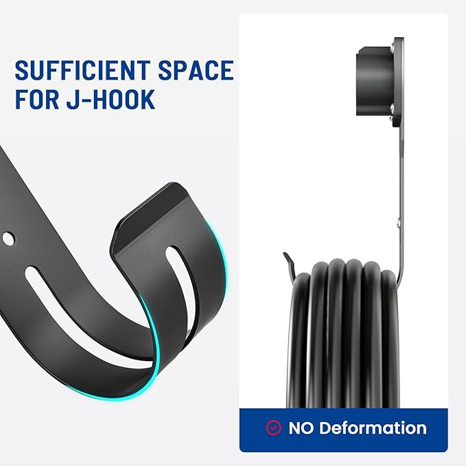 Anina EV Charger Holder for SEA J1772 Connector J Hook Car Nozzle Holster Dock Wall Mount Electric Vehicle Cable Organizer Compatible with Ford BMW Nissan Audi Heavy Duty Steel