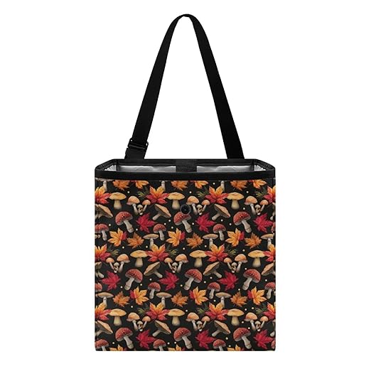 Maple Leaf Mushroom Car Trash Can Cute Leakproof Car Garbage Bag Hanging Trash Bin Automotive Garbage Cans for Back/Front Seat/Console Fall Decor Car Accessories