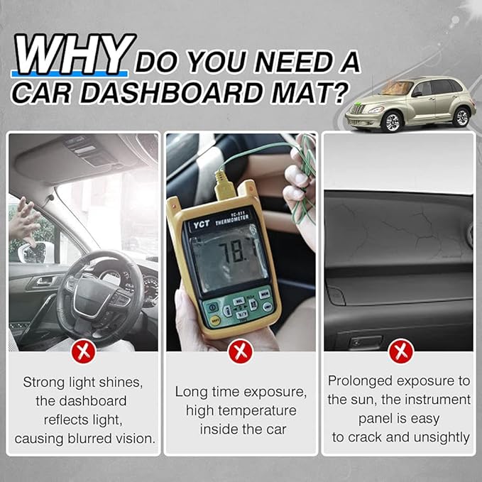 Autorder Dashboard Cover Mat for Chrysler PT Cruiser 2001 2002 2003 2004 2005 Accessories Dash Cover Suede Dash Mat Sunshade Glare UV Rays Protector