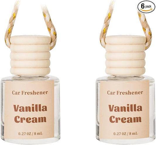 Car Air Freshener Diffuser, Hanging Car Scents Air Freshener, Car Fresheners Long Lasting, Essential Oil Diffuser, Vanilla Cream Fragrance Oil, 2pcs