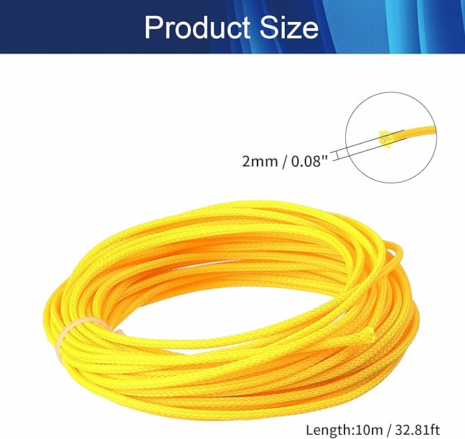 Aicosineg 32.81ft PET Flexible Braided Cable Sleeve 0.12inch Width Wire Loom Sleeving and Organizer Flexible Wire Mesh Sleeve Wrap Protector for TV Audio PC Cords from Pets Chewing Yellow