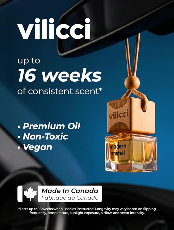 Vilicci Car Air Freshener | Luxurious Auto Perfume | Premium Hanging Air Freshener | Long Lasting Fragrance for Auto and Home | 1 Bottle of Car Scent (4 Count (Pack of 1), Gift Set)