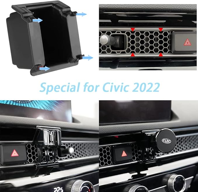 Civic 2025-2022(NOT CRV/Accord/HRV) Magnet Car Phone Holder Stand Apply to 11th Gen,360°Rotation Upgraded in Air Vent/Dashboard Car Phone Mount Custom for Honda Civic Apply to All inch Phone