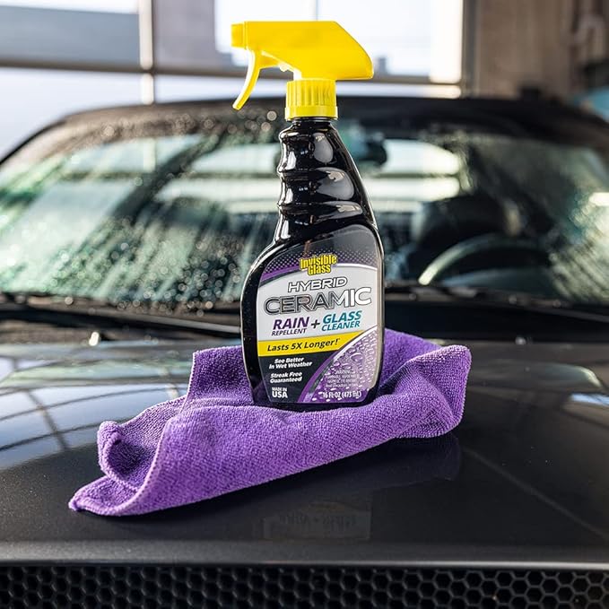 Invisible Glass 92183-2PK Hybrid Ceramic Rain Repellent and Glass Cleaner – Cleans & Protects Car Windows and Windshields with Long-Lasting Water-Repellent Si02 Technology – 16 fl oz (Pack of 2)