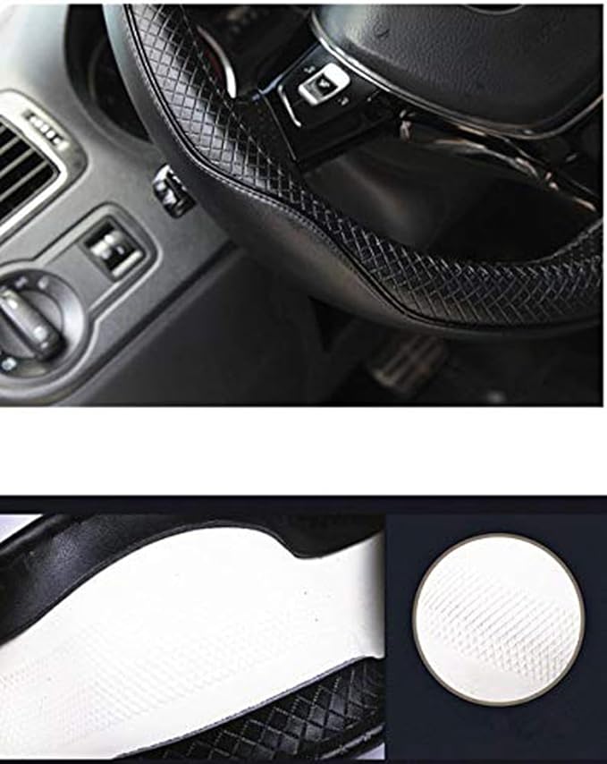 Mayco Bell Flat Bottom Size Steering Wheel Cover Anti-Slip,Safety,Soft,Breathable,Durable,Full Surround,Comfortable Grip Microfiber Leather (D-Shape,Black)