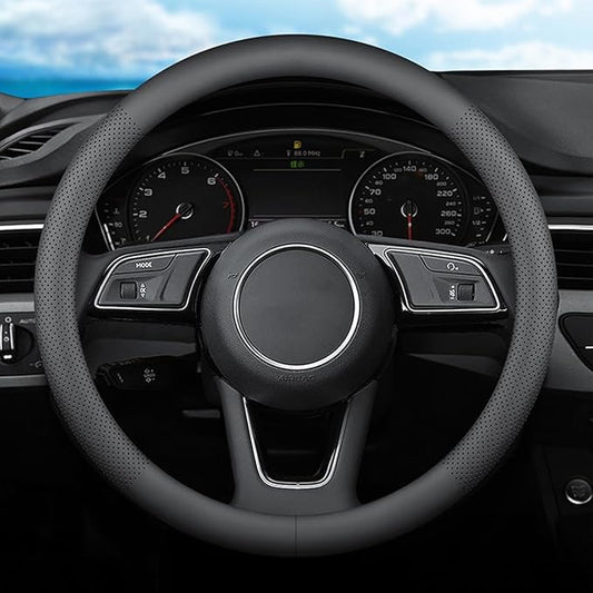 XHRING Car Steering Wheel Cover for Toyota Camry Rav4 Corolla Highlander Sienna CHR Avalon FJ Land Cruiser Yaris SE XSE LE Hybrid XLE TRD Cross Limited Platinum Accessories, 2026 Leather Black-M