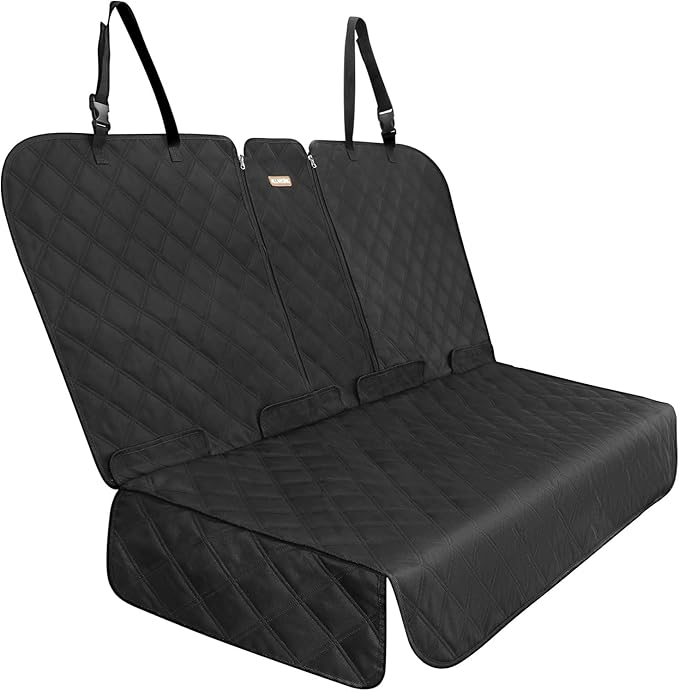 ALLANSING Back Seat Cover for Compact Cars/SUVs Rear Split Bench - 900D Oxford Waterproof Non-Slip Car Seat Protector for Messy Kids & Drooling Dogs, Easy Clean(Black)