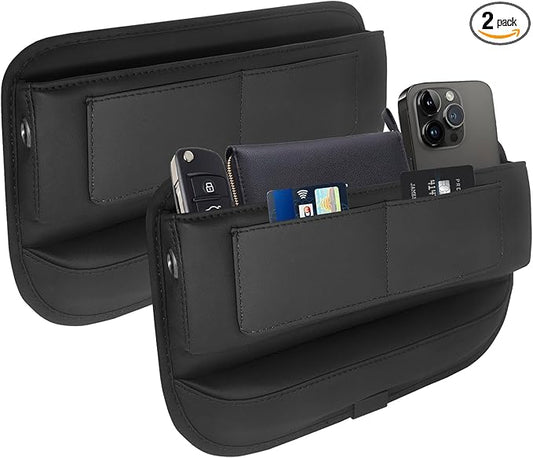 2 packs,Car Leather Seat Gap Filler Organizer and Front Seat Organizer,Center Console Organizer with Card Slots for Car Suv Truck,Fill The Gap Between Seat and Console,Store Phone,Credit Cards,Keys