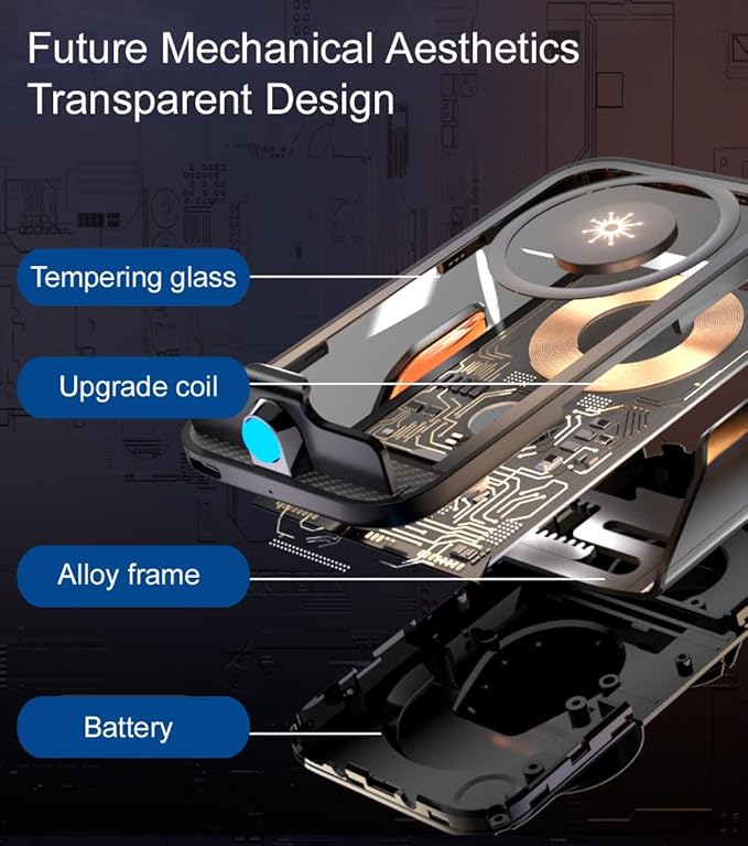 15W Transparent Smart Sensor Car Wireless Charger,Auto-Clamping Car Air Vent Phone Holder，QC Fast Charging for iPhone17/1615/14/13/12/11/X/8plug Series,Samsung S Series/Noteseries (Black)