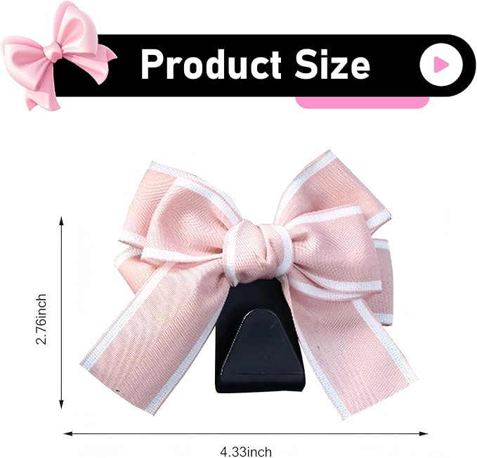 2 PCS Car Purse Hooks, Bow-Shaped PVC Seat Back Hangers, Multi-Functional Storage for Handbags & Shopping Bags, Universal for Most Cars, Trucks, SUVs (Pink)
