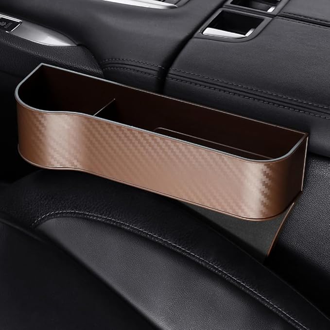 Car Seat Gap Filler Organizer for Toyota Corolla Cross XG10 2021-2025, Between Seat Console Prevents Items from Falling Auto Console Side Storage Box,Brown-Main Driver