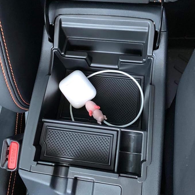EDBETOS Center Console Organizer Tray Compatible with Subaru Crosstrek 2018-2022 2023 and fits Impreza 2017-2022 2023 Accessories Armrest Secondary Storage Box ABS (Black Trim)