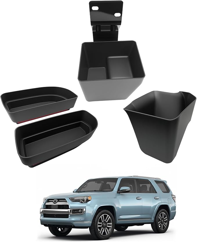 Trunk Organizer Fits for 2010-2024 Toyota 4Runner 5-Seat 2nd Row Trunk Storage Box No-Drill Compatible with 4Runner Accessories (Hetero+Hidden+Pair, 4PCS)
