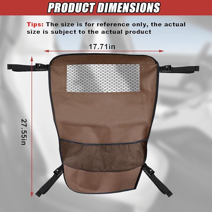 Dog Car Net Barrier Between Seats - Pet Barrier Vehicle Travel Dog Fence with Mesh Window for Safe Driving - Vehicle Divider Car Backseat Barrier Storage Bag for SUVs and Trucks (Brown)