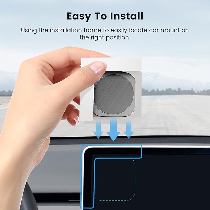 Phone Mount for Tesla Model 3 Model Y, Strong Magnetic Designed for MagSafe Car Mount Phone Holder for Tesla Screen Monitor, Invisible Foldaway Tesla Accessories for iPhone 12/13/14/15 Series