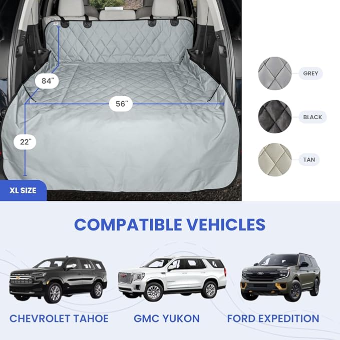 4Knines SUV Cargo Liner for Dogs – Dog Trunk Cover – Heavy-Duty, Waterproof Pet Seat Protector – Durable Cargo Liners for Dogs – USA-Based Company - Extra Large (Black)