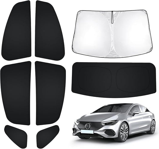 T TGBROS Windshield Sun Shade for Mercedes-Benz EQE 2023 2024 2025 Car Window Shades Thicken UV Block and Blackout Privacy Foldable Sunshades 8PCS Accessories Keep Cool Sun Visor Covers