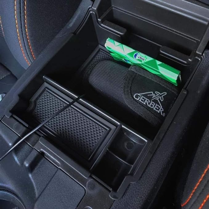 EDBETOS Center Console Organizer Tray Compatible with Subaru Crosstrek 2018-2022 2023 and fits Impreza 2017-2022 2023 Accessories Armrest Secondary Storage Box ABS (Black Trim)
