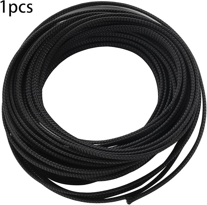 Aicosineg 32.81ft PET Flexible Braided Cable Sleeve 0.25inch Width Wire Loom Sleeving and Organizer Flexible Wire Mesh Sleeve Wrap Protector for TV Audio PC Cords from Pets Chewing Black