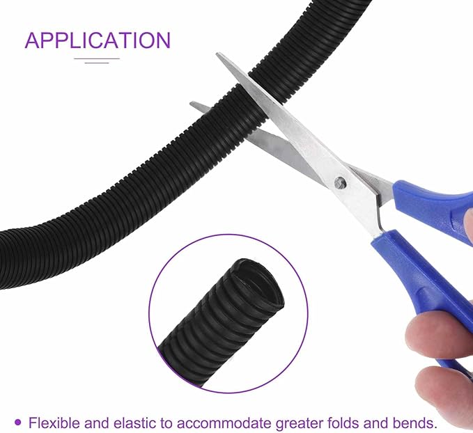 DMiotech 20ft Wire Loom Split Tubing 1 Inch(25.4mm) ID, Cord Protectors from Pet Flexible Conduit Cable Management for Office Home Garden, Black
