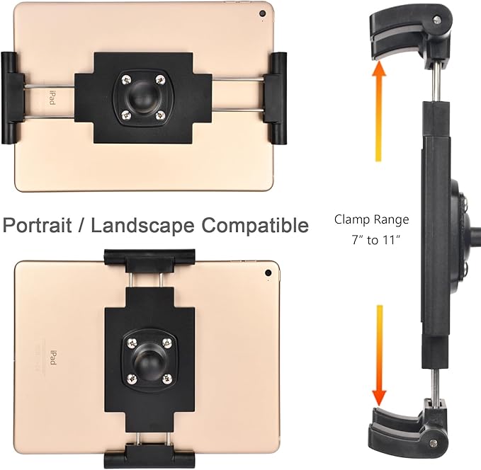 VAUBORTTI 1" Ball Tablet Holder – Screw-Mounted Tablet Mount Compatible with RAM B Size System, Adjustable iPad Holder for 7-12.9" Tablets, Car Truck Boat Dashboard