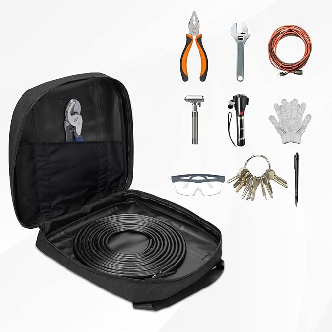 15 Inch Jumper Cable Bag, Heavy Duty Cable Storage Bag, Water Resistant Cable Organizer Bag for Jumper Cable, EV Charging Cables, Cords and Hoses (15 Inch Black)