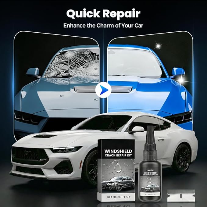 Windshield Crack Repair Kit, Windshield Repair Kit, Windshield Repair Liquid for Cracks, Car Window Repair Kit for Glasses, Mirrors (1Pcs)