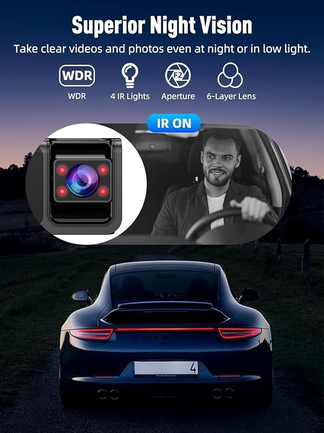 3 Channel 5G WiFi Dash Cam, 4K+1080P+1080P Dash Cam Front and Rear with 64GB Card, Dash Camera for Car with HDR IR Night Vision, G-Sensor, 24/7 Parking Mode, WDR, Support 128GB Max - Silver