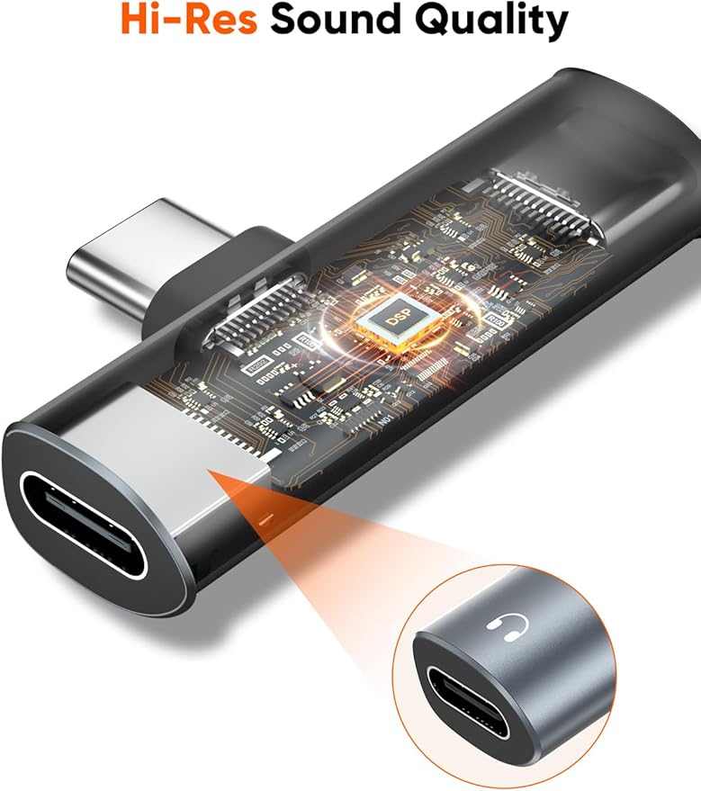 CableCreation USB C Splitter Adapter, Type C Aux Cord Adapter with PD 60W Fast Charging Compatible with New iPad Pro, MacBook, iPhone 16 15, Galaxy S9/S10/S20/S21 Ultra/S22/S23/S24, Pixel 9/8/7/6+