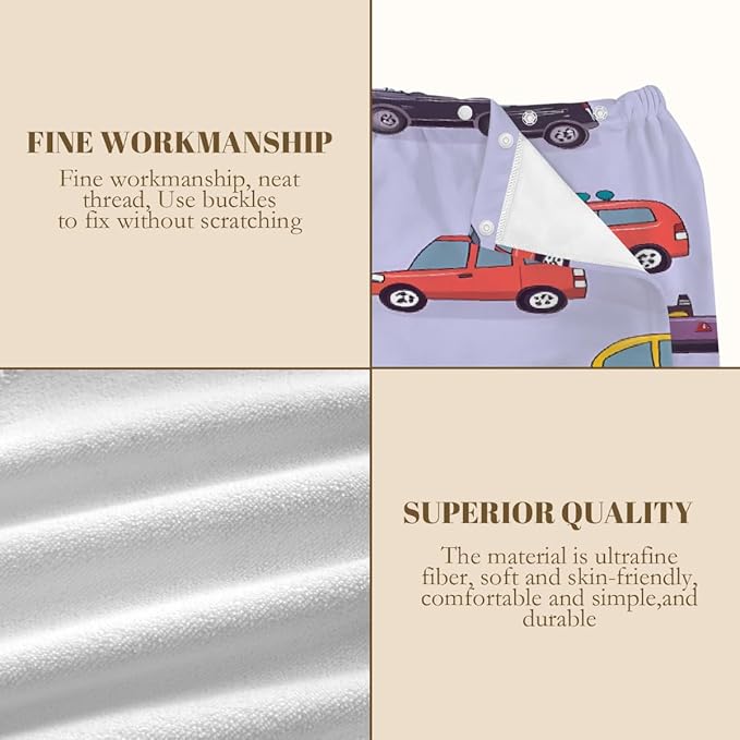 Women's Bath Wrap Cute Cars Pattern Absorbent Shower Spa Body Bath Robe Wraps Bathrobe Towel with Adjustable Closure