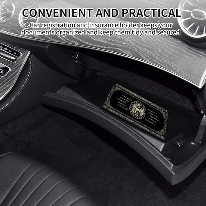 Car Registration and Insurance Card Holder, Vehicle License Documents Glove Box Compartment Organizer Wallet, ID Card Holder for Car Essentials Automobile, Norse Mythology Viking