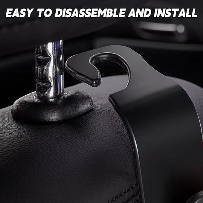 BESULEN Car Seat Headrest Hook, 4PCS Vehicle Seatback Organizer Hanger, Auto Seat Back Storage Hook for Grocery Bag Purse Handbag Umbrella, Universal Interior Accessories for Most Cars (Blue)
