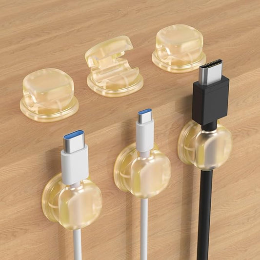 Magnetic Cable Organizer, 2026 New Cord Organizer Holder Clips Strong Adhesive Cable Cord Keeper [Smooth Adjustable] Hide Wire Cord Organizer for Nightstand Kitchen Car Office (Yellow 6PCS)