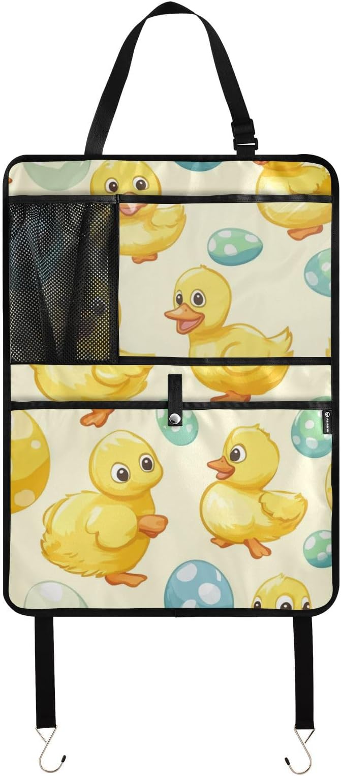 Light Yellow Duck Easter Egg 1 Pack Backseat Car Organizer with Storage Pockets Seat Back Organizers for Kids Kick Mats Backseat Protector Automotive