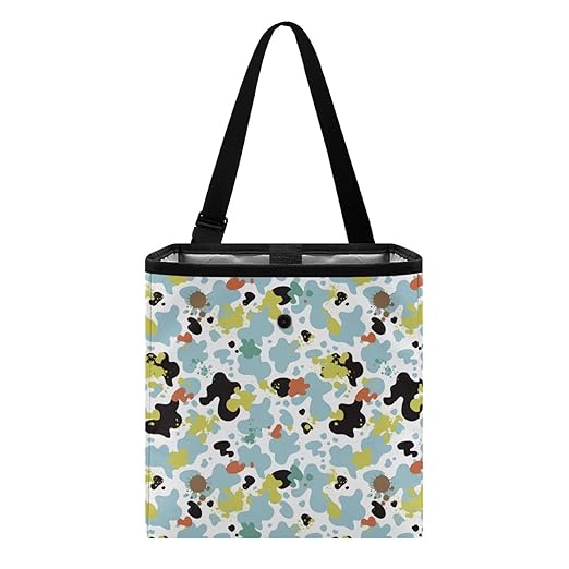Car Trash Can Leakproof Trash Bin Car Garbage Can Hanging Water-Resistant Collapsible Auto Trash Bag Car Accessories for Women, Colored Cowhide Print
