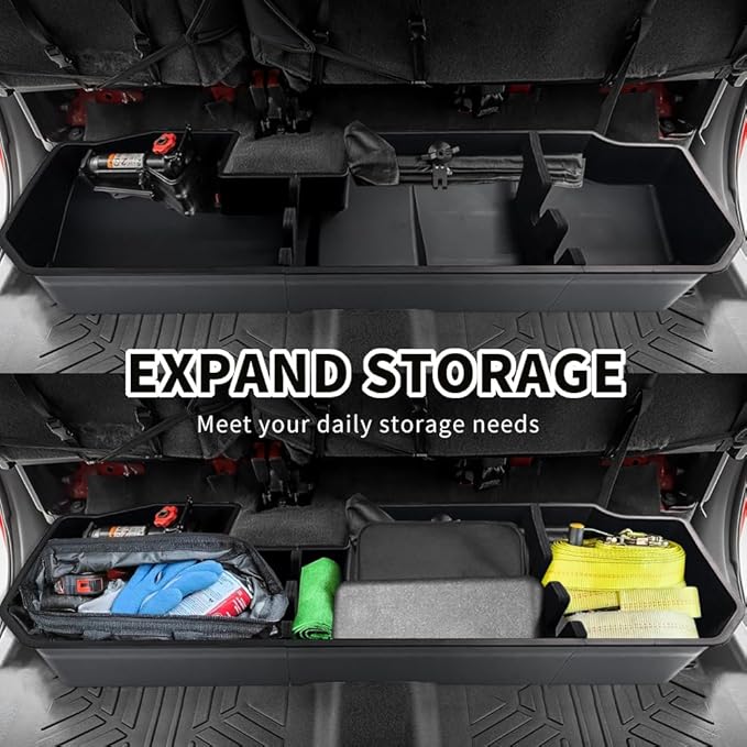 MAXDOM Under Seat Storage Fit for (2019-2026) Chevy Silverado 1500 / GMC Sierra 1500 (2020-2026) 2500HD 3500HD | Double & Crew Cab Rear Underseat Organizer Box