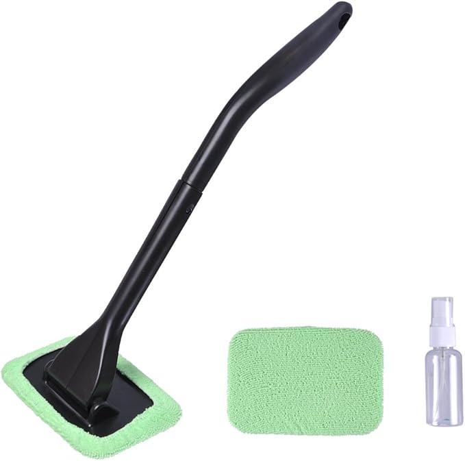 AutoEC Auto Glass Cleaner Wiper Keeps Cars Vehicles Interior Exterior Windshields Windows Clean, Come with 2 Pads Washer Towel and 30ml Spray Bottle, Use Wet or Dry