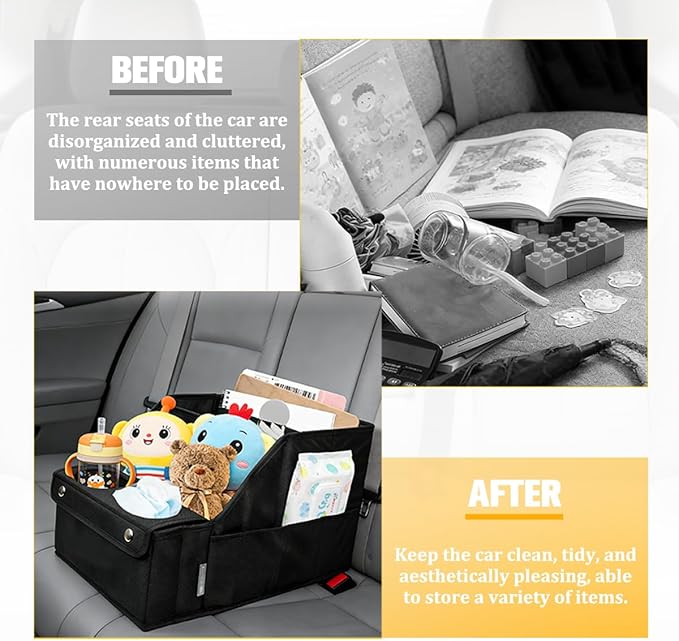 Car Passenger Seat Organizer, Front and Back Seat Organizer with Multiple Storage Compartments & 2 Cup Holders, Automotive Interior Backseat Caddy to Keep Tidy, Universal for Vehicles