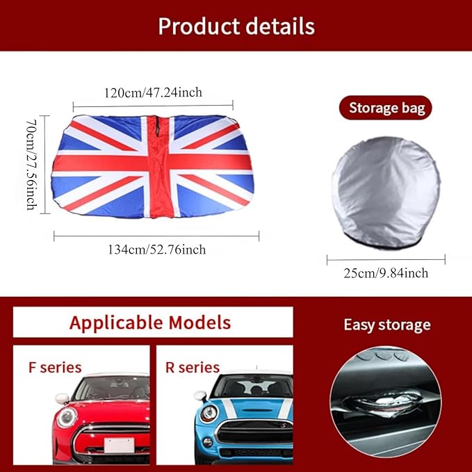 Front Windshield Sunshade for Mini Cooper Car Shade Automotive Windshield Sunshades for Mini Cooper Windshield Sun Shade Keeps Your Vehicle Cool
